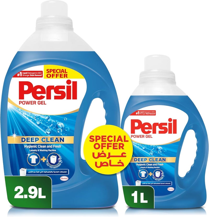 Persil Power Gel Liquid Laundry Detergent, With Deep Clean Technology, For Top Loading Washing Machines, 2.9L +1L - Image 1